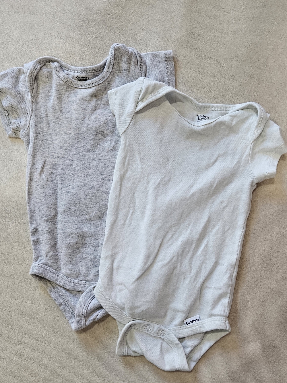 Gerber Baby Short Sleeve One-Piece Set in White and Gray